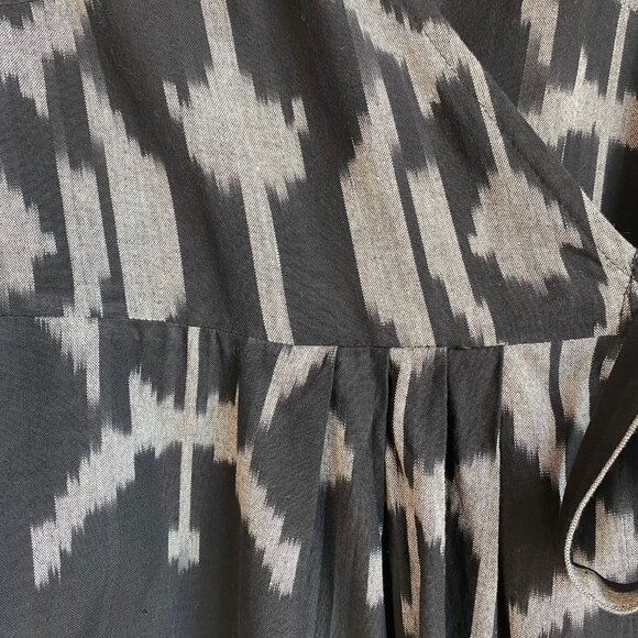 Fair Trade Genuine Ikat Black Wrap Dress 100% Cotton NWT Medium Passion Lilie - Picture 12 of 13